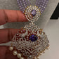 CZ Beads Long Color Stone Peacock Necklace - Purple