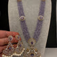 CZ Beads Long Color Stone Peacock Necklace - Purple