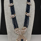 CZ Beads Long Color Stone Peacock Necklace - Blue
