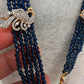 CZ Beads Long Color Stone Peacock Necklace - Blue