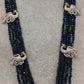 CZ Beads Long Color Stone Peacock Necklace - Blue