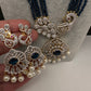 CZ Beads Long Color Stone Peacock Necklace - Blue