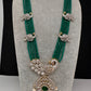 CZ Beads Long Color Stone Peacock Necklace - Green