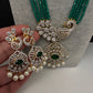 CZ Beads Long Color Stone Peacock Necklace - Green