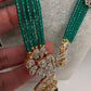 CZ Beads Long Color Stone Peacock Necklace - Green