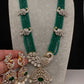 CZ Beads Long Color Stone Peacock Necklace - Green