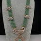 CZ Beads Long Color Stone Peacock Necklace - MintGreen