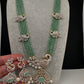 CZ Beads Long Color Stone Peacock Necklace - MintGreen