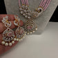 CZ Beads Long Color Stone Peacock Necklace - Pink