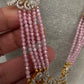 CZ Beads Long Color Stone Peacock Necklace - Pink