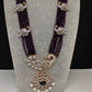 CZ Beads Long Color Stone Peacock Necklace - Purple