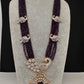 CZ Beads Long Color Stone Peacock Necklace - Purple
