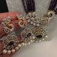 CZ Beads Long Color Stone Peacock Necklace - Purple