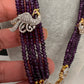 CZ Beads Long Color Stone Peacock Necklace - Purple