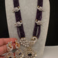 CZ Beads Long Color Stone Peacock Necklace - Purple