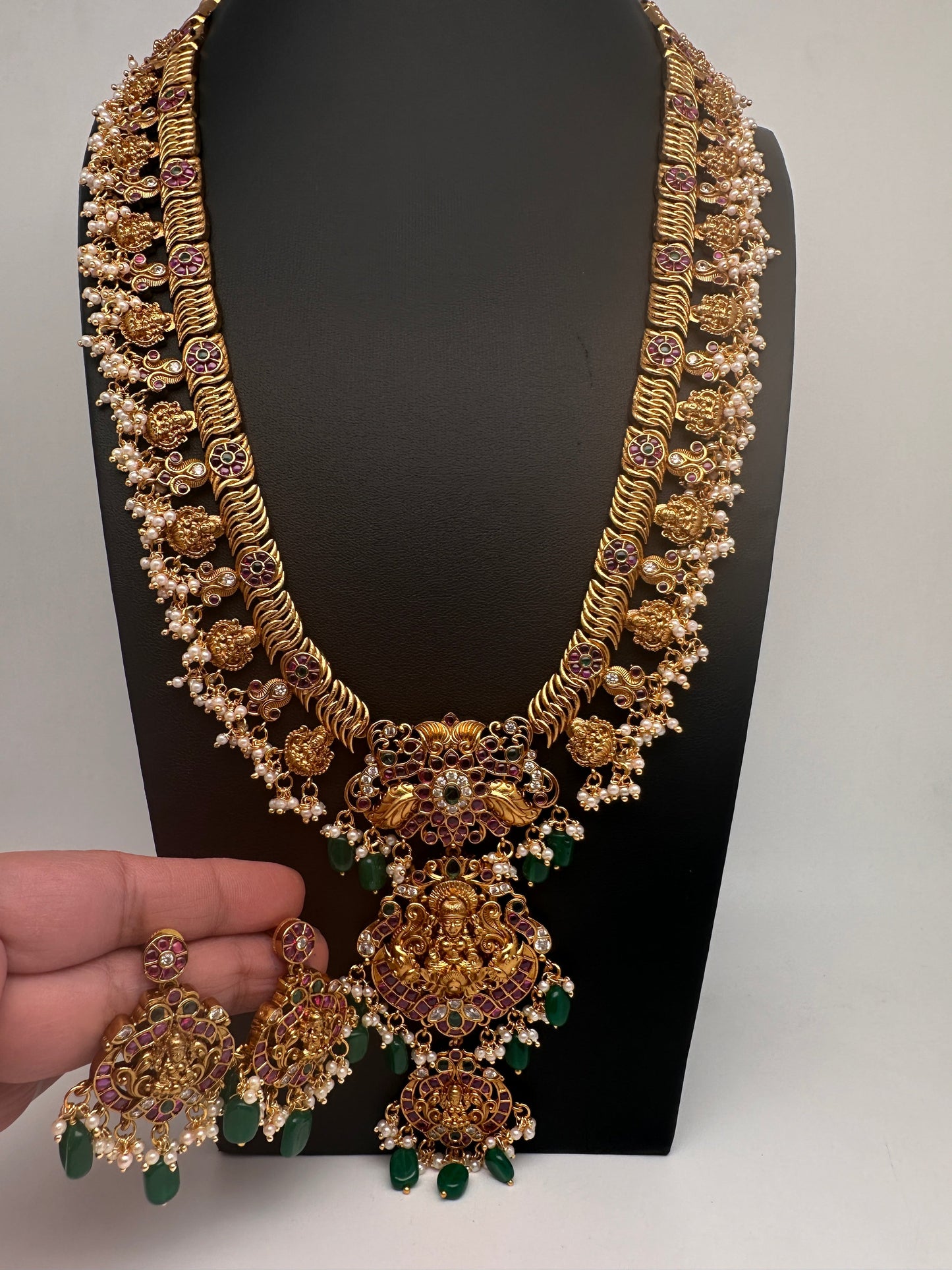 Jalebi Kemp Long Haram Goddess Lakhsmi Traditonal Necklace
