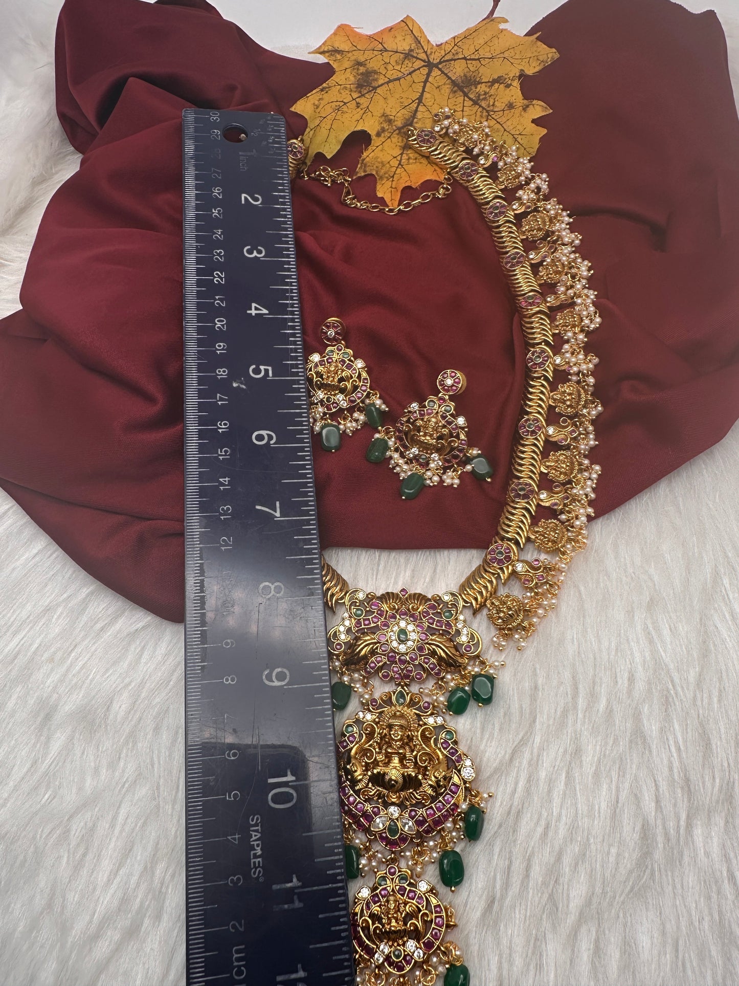 Jalebi Kemp Long Haram Goddess Lakhsmi Traditonal Necklace