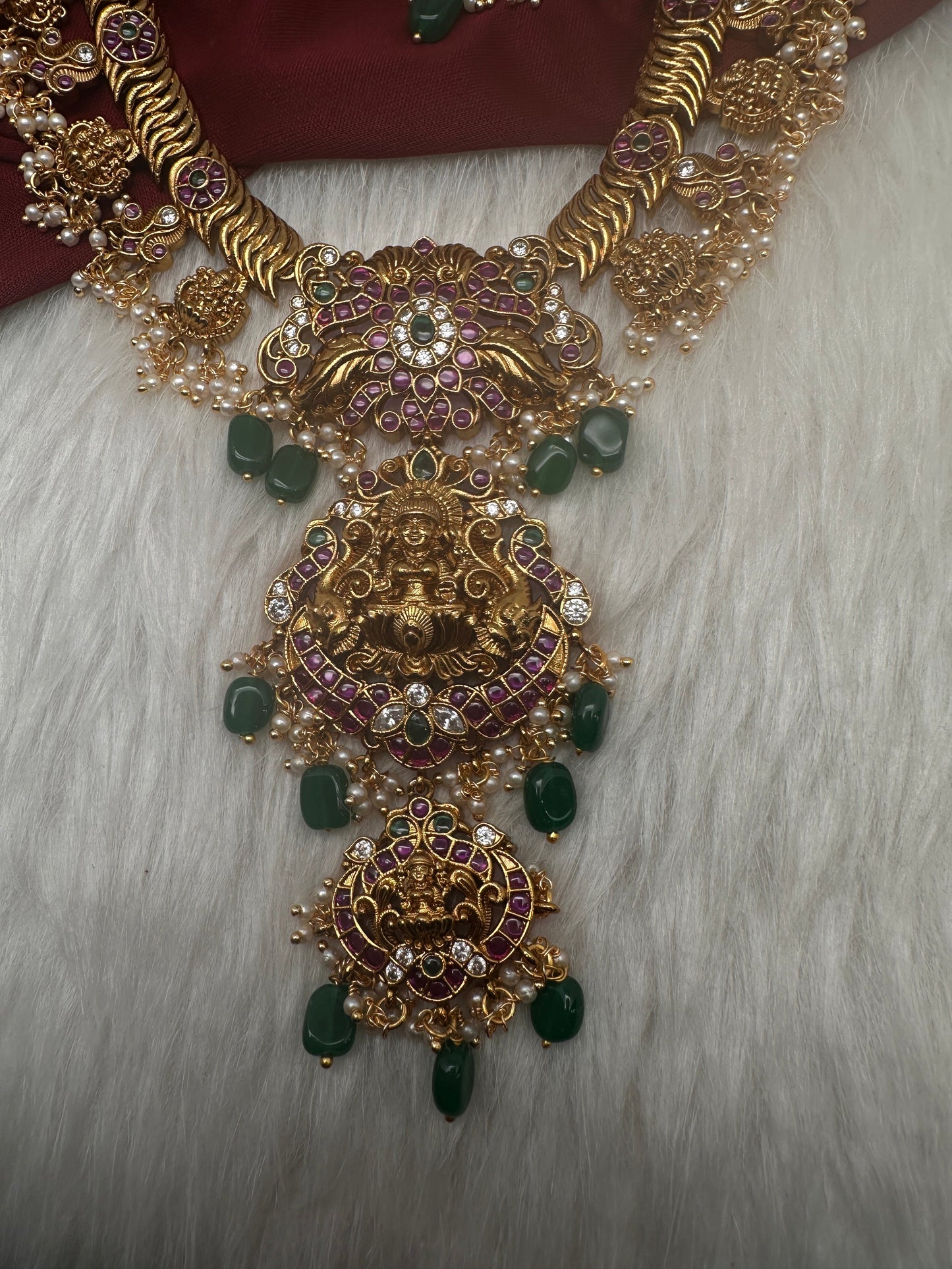 Jalebi Kemp Long Haram Goddess Lakhsmi Traditonal Necklace