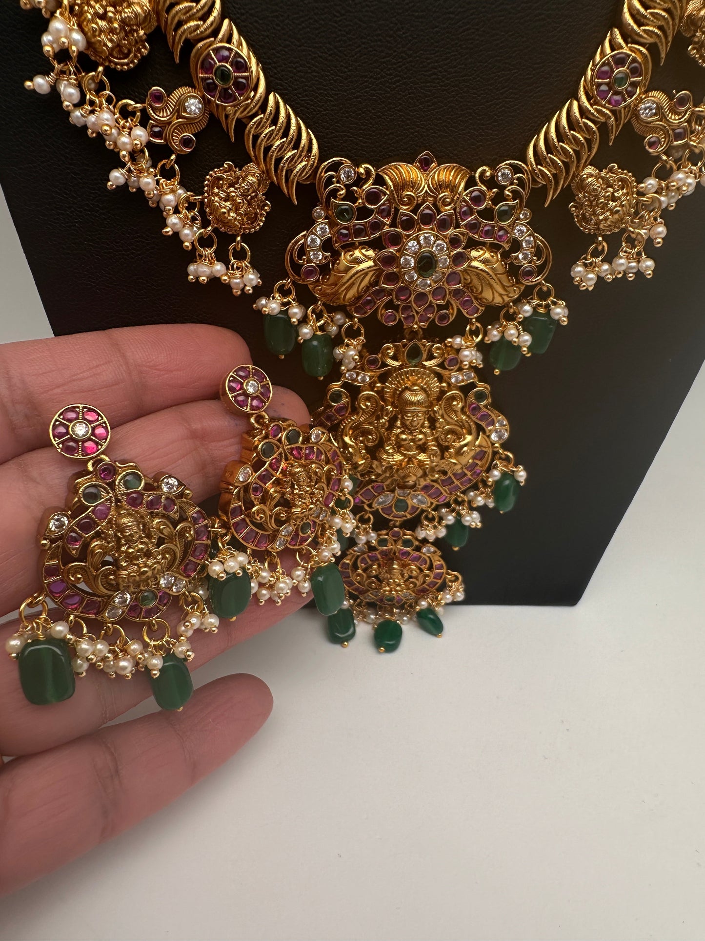 Jalebi Kemp Long Haram Goddess Lakhsmi Traditonal Necklace