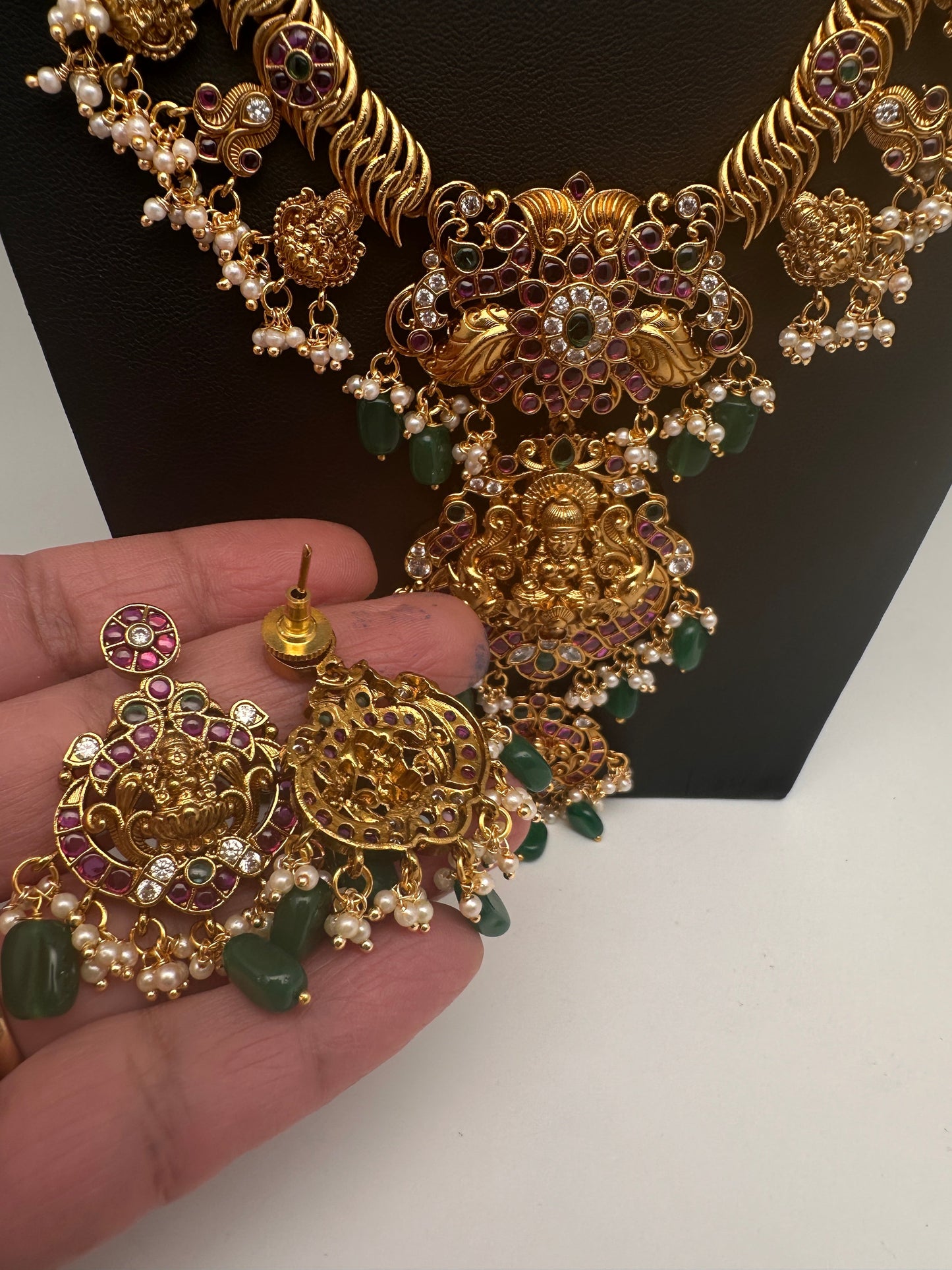 Jalebi Kemp Long Haram Goddess Lakhsmi Traditonal Necklace