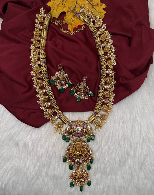 Jalebi Kemp Long Haram Goddess Lakhsmi Traditonal Necklace