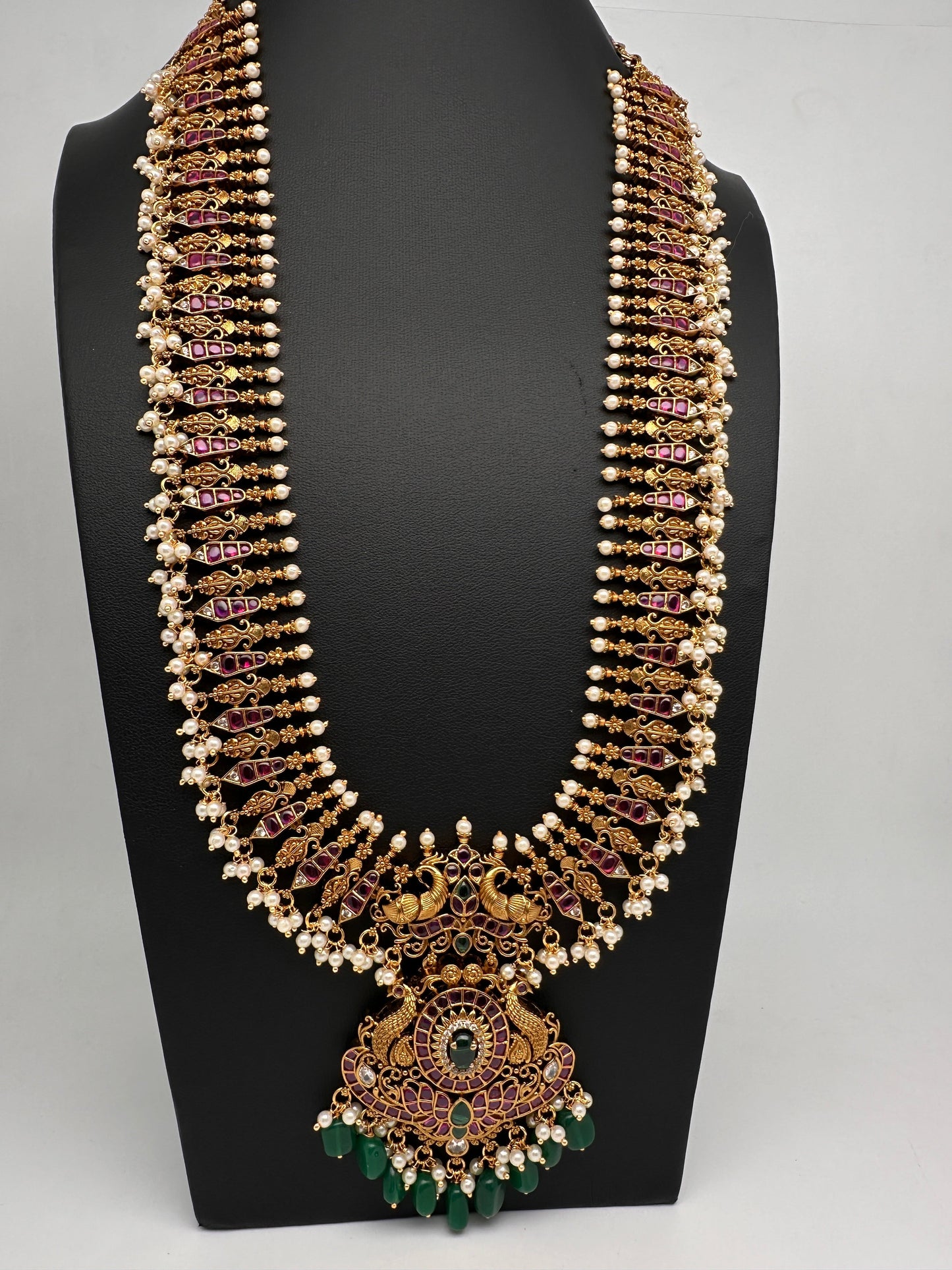 Kemp Long Haram Guttapusalu Traditonal Necklace