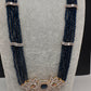 CZ Beads Long Color Stone Peacock Necklace - Blue