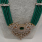 CZ Beads Long Color Stone Peacock Necklace - Green