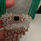 CZ Beads Long Color Stone Peacock Necklace - Green