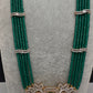 CZ Beads Long Color Stone Peacock Necklace - Green