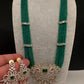 CZ Beads Long Color Stone Peacock Necklace - Green