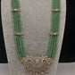CZ Beads Long Color Stone Peacock Necklace - MintGreen