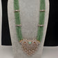 CZ Beads Long Color Stone Peacock Necklace - MintGreen