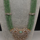CZ Beads Long Color Stone Peacock Necklace - MintGreen