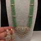 CZ Beads Long Color Stone Peacock Necklace - MintGreen