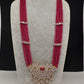 CZ Beads Long Color Stone Peacock Necklace - Pink