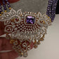 CZ Beads Long Color Stone Peacock Necklace - Purple
