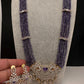 CZ Beads Long Color Stone Peacock Necklace - Purple