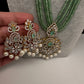 CZ Beads Long Color Stone Peacock Necklace - MintGreen