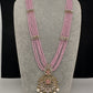 CZ Beads Long Color Stone Peacock Necklace - Pink