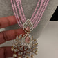 CZ Beads Long Color Stone Peacock Necklace - Pink