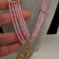 CZ Beads Long Color Stone Peacock Necklace - Pink