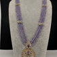 CZ Beads Long Color Stone Peacock Necklace - Purple