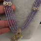 CZ Beads Long Color Stone Peacock Necklace - Purple
