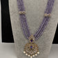 CZ Beads Long Color Stone Peacock Necklace - Purple