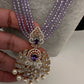 CZ Beads Long Color Stone Peacock Necklace - Purple