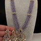 CZ Beads Long Color Stone Peacock Necklace - Purple