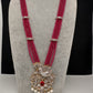 CZ Beads Long Color Stone Birdie Necklace - Pink
