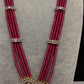 CZ Beads Long Color Stone Birdie Necklace - Pink