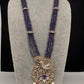 CZ Beads Long Color Stone Birdie Necklace - Purple